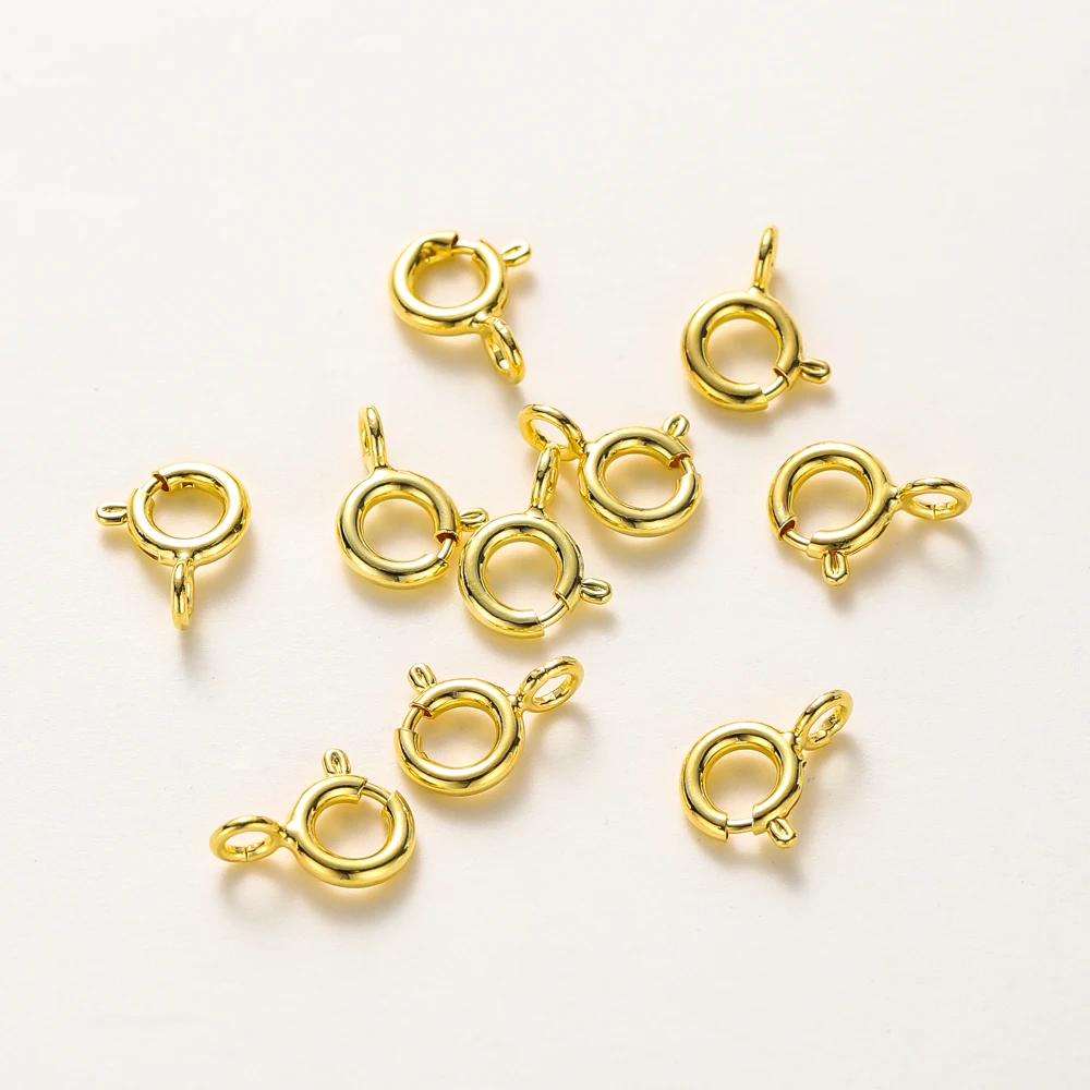 10 Uds./14K 18K cierre de resorte redondo de oro con anillo de salto cierre de conexión abierta para joyería DIY collar cadena accesorios de fabricación