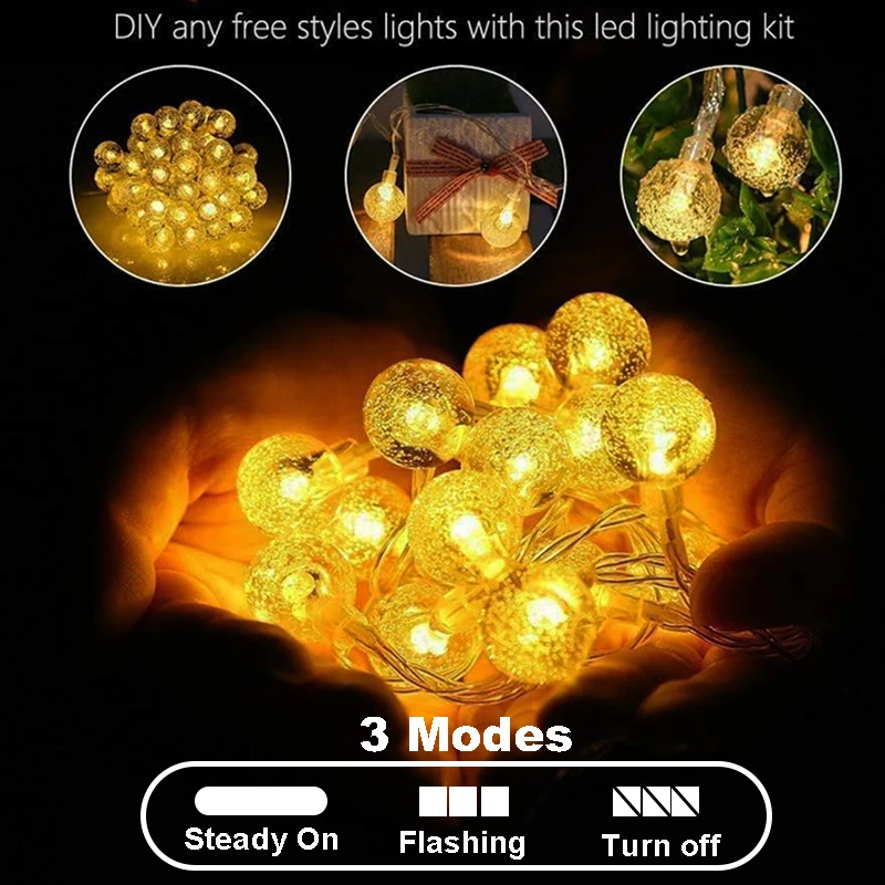 Crystal Ball String Lights Globe String light Warm White Fairy Hanging light for Wedding Party Anniversary Valentine's Day Decor