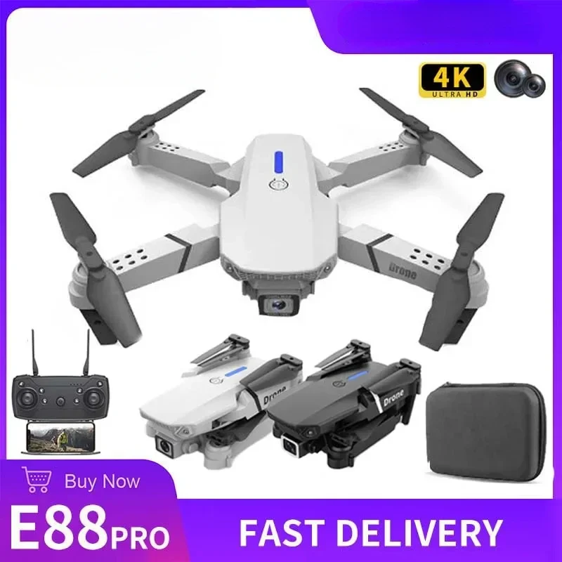 2023 E88 Pro WIFI FPV Drone com 4K HD Grande Angular Câmera Altura Hold RC Dobrável Quadcopter Brinquedo Presente para Adultos Crianças