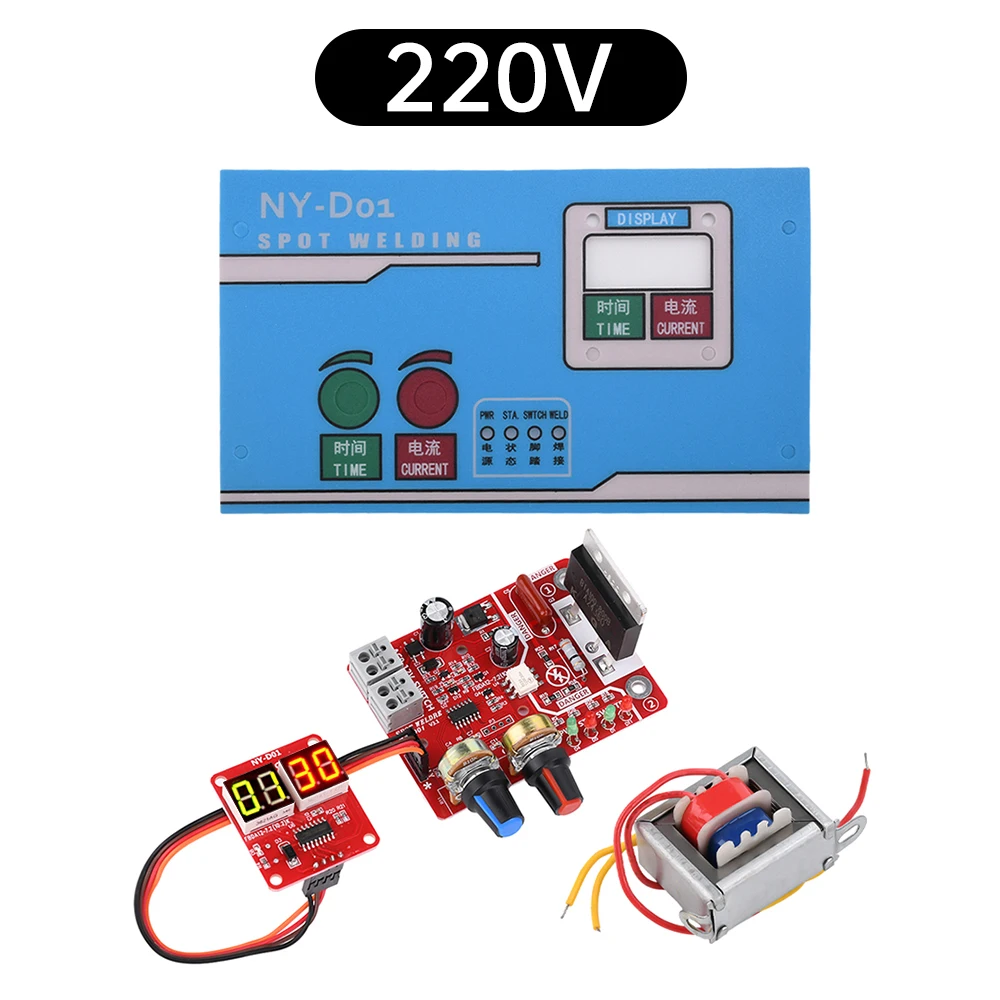 NY-D01 Spot Welding Machine Control Panel With Digital Display Single Pulse Spot Welder Control Board Kit AC110V/AC220V 100A