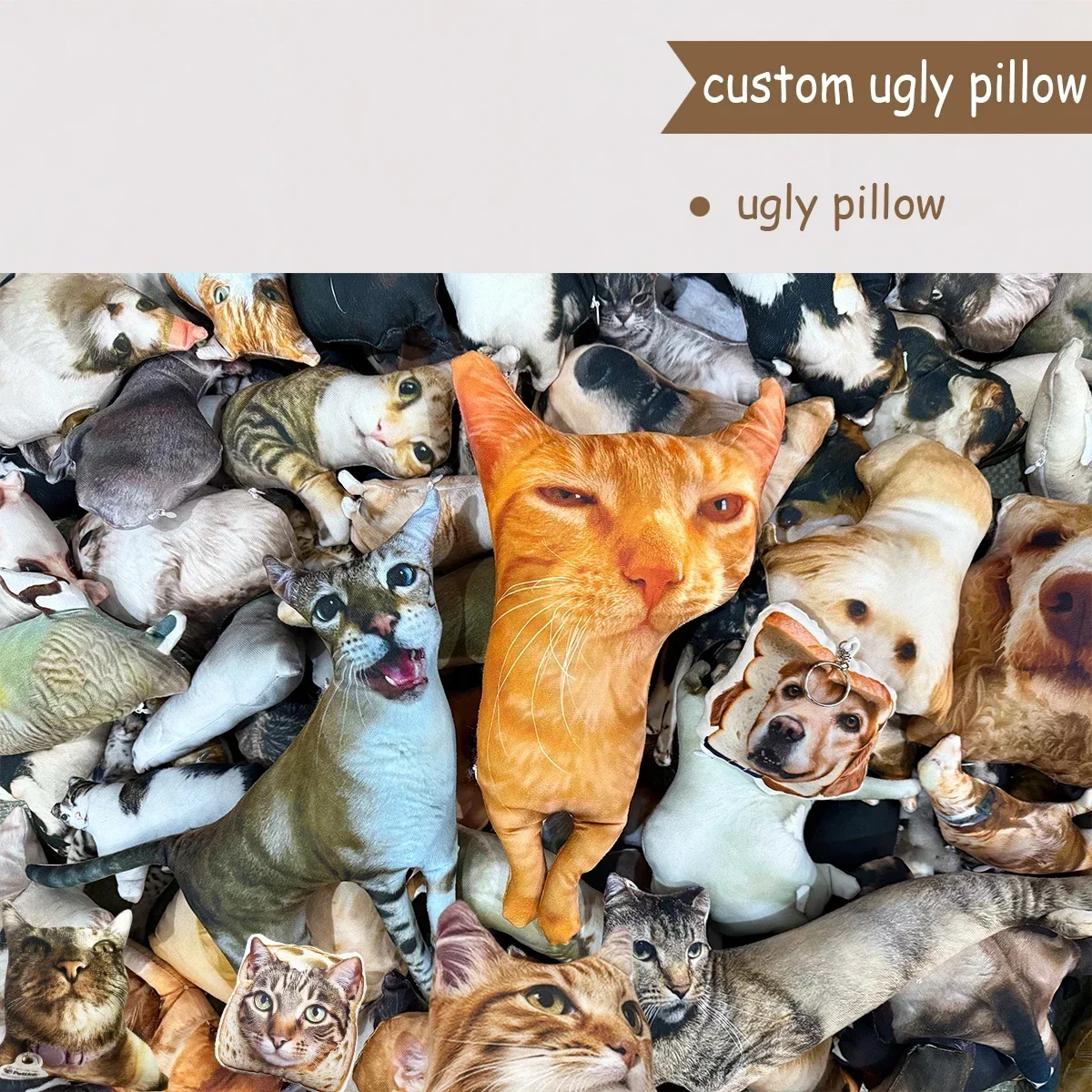 IHX Custom Ugly Pillow for Friend or Pet, Funny Custom Dog Weird Pillow Case，Turn Cat Into Pillow，Custom 3d Animal Shape Pillows