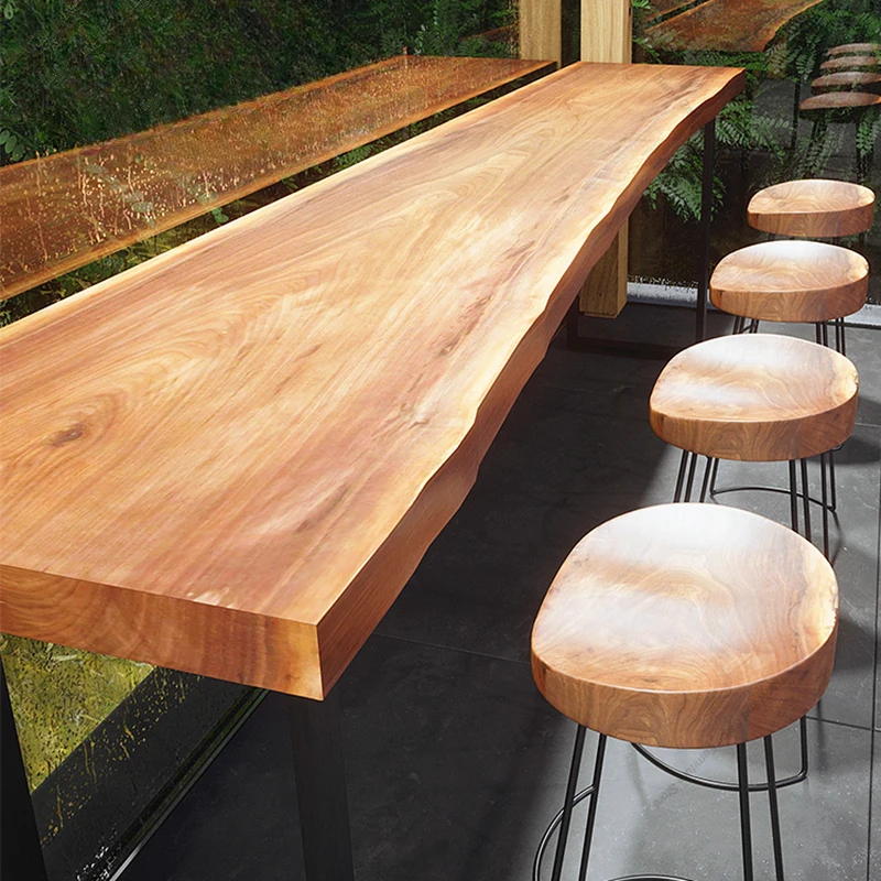 Nordic Originality Bar Table Solid Wood Designers Balcony Wall Advanced Bar Table Saloon Coffee Tavern Furniture Mesa Alta FYBT