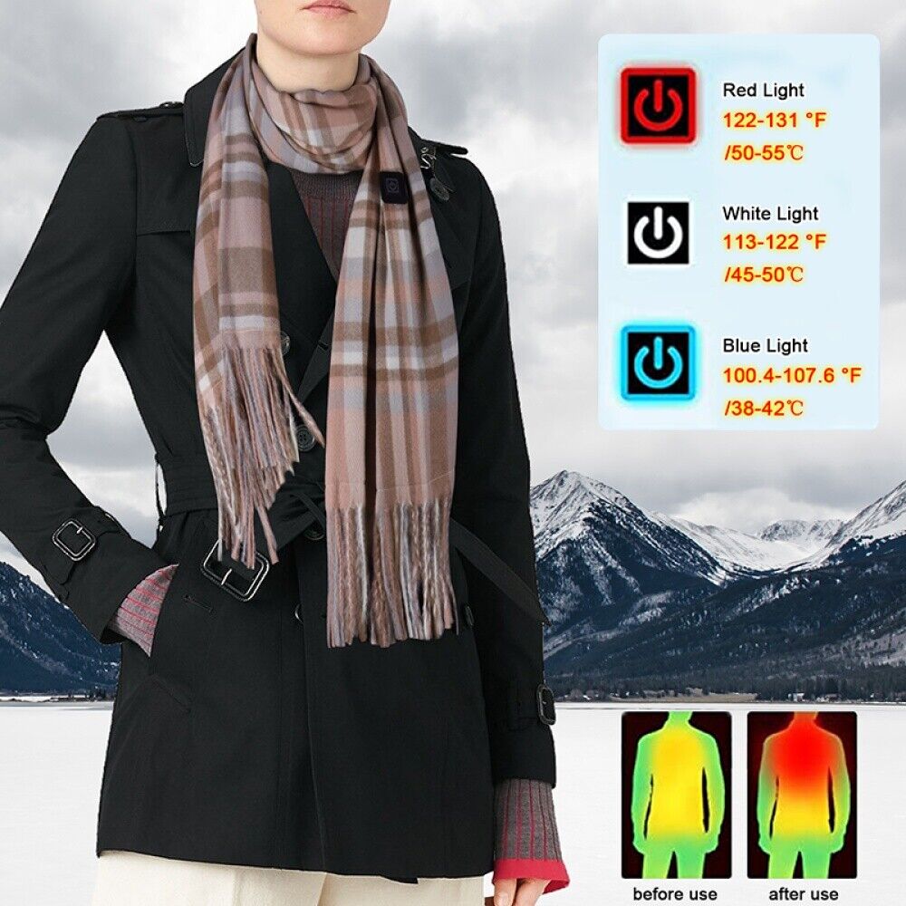 Bufanda calentada inteligente para hombres y mujeres, calentador de cuello grueso de imitación de Cachemira, USB, chal eléctrico de moda de 3 engranajes, novedad de invierno