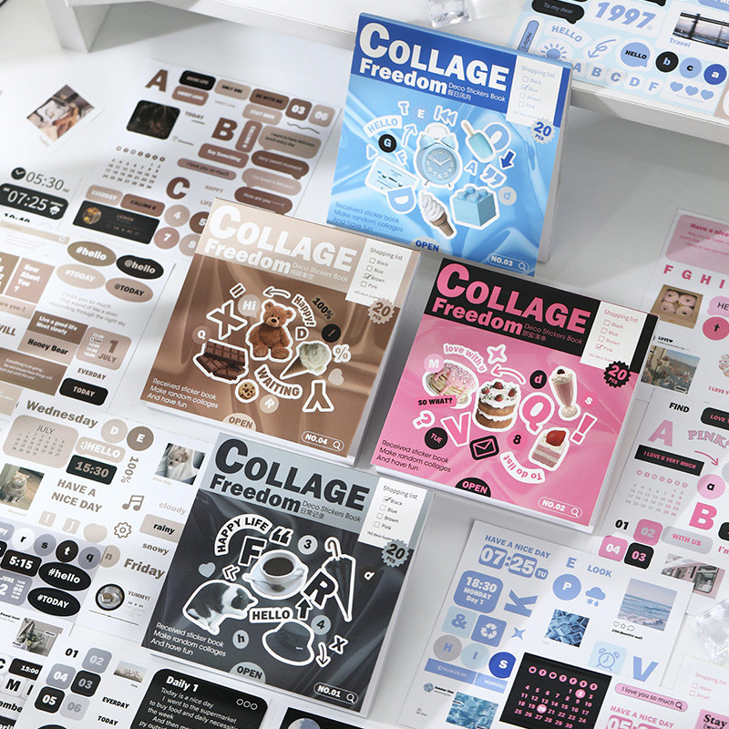 20 Vellen Cartoon Sticker Boek DIY Scrapbooking Collage Junk Journal Vintage Decor Briefpapier Leveringen Javascript: