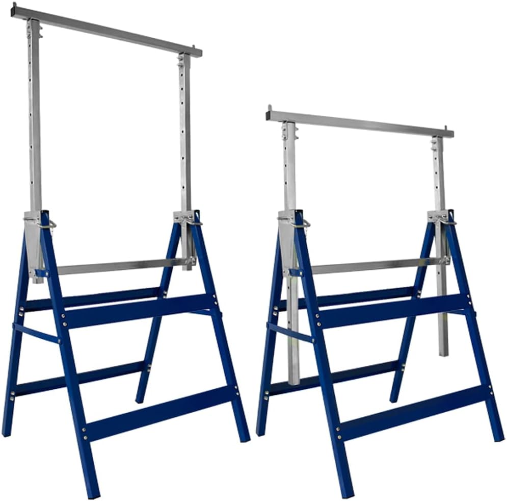 2 x soportes de eje, altura ajustable de 7 vías (81-130 cm), capacidad de 400 kg, soporte de trabajo de caballete de andamio de Metal plegable.