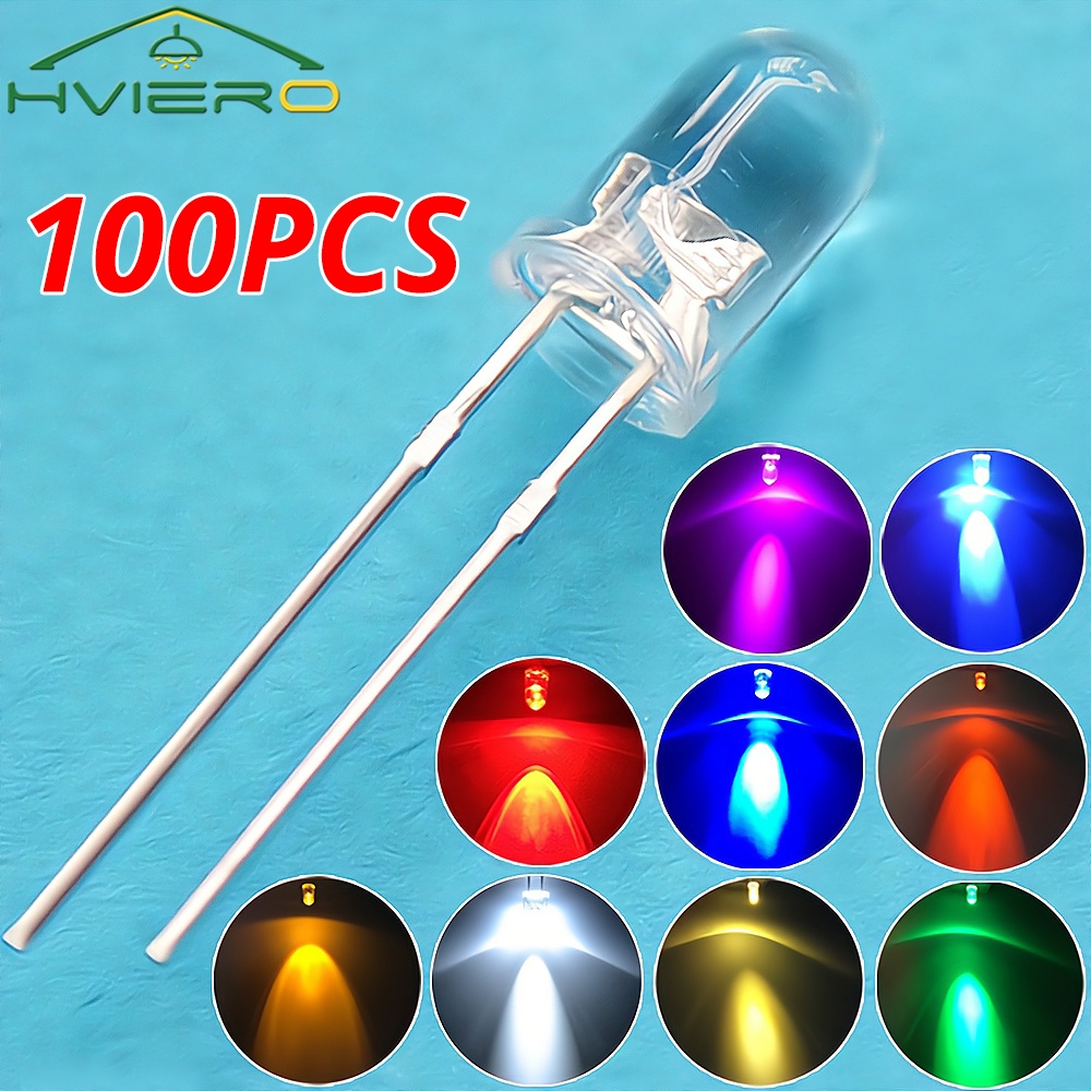 100 pz F5 5mm Rotondo Bianco Rosso Blu Rosa Caldo UV Acqua Trasparente Led Super Luminoso Ligte Diodi Emettitori 6000-6500k Perline lampada Lampadina
