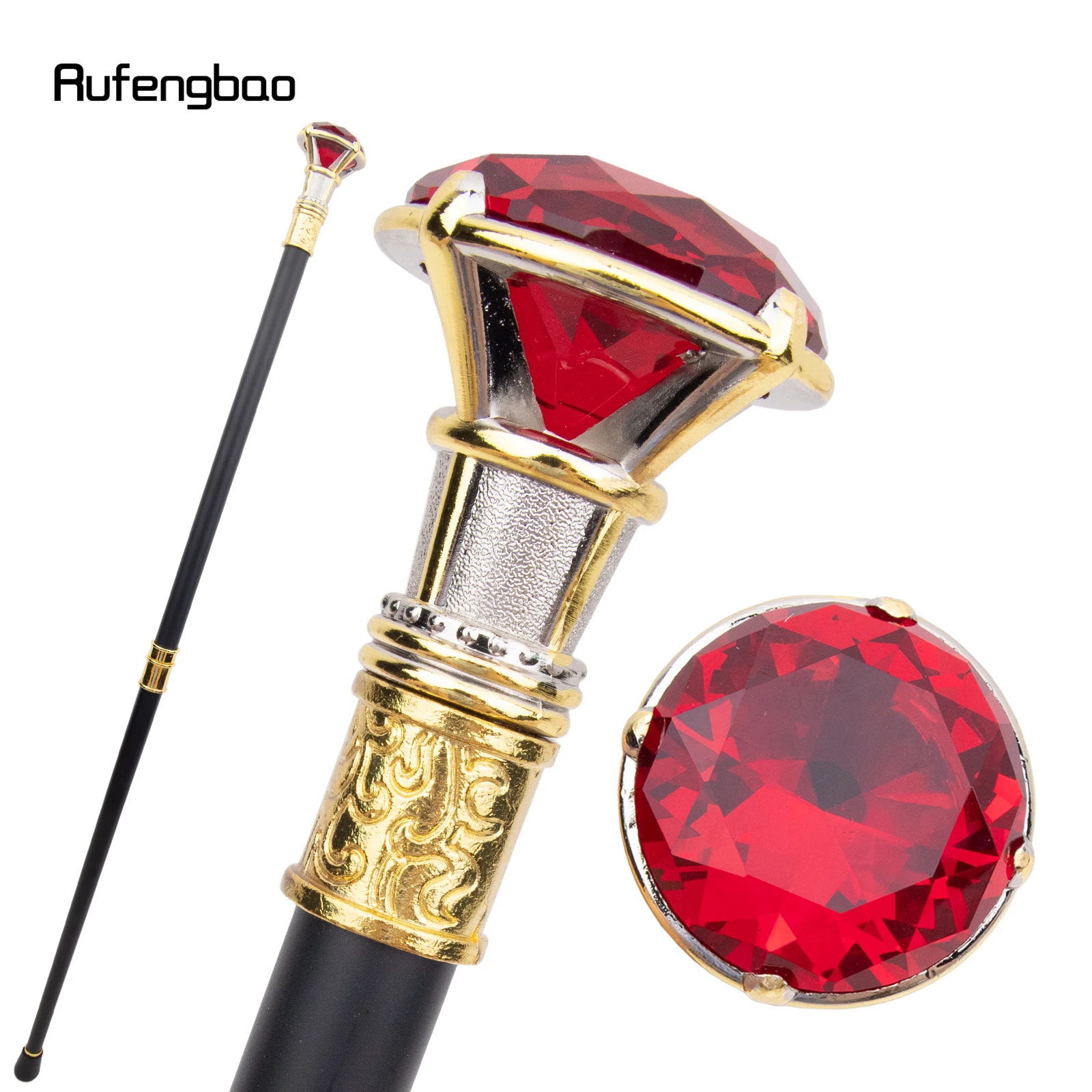 Roter Diamant-Typ, goldener weißer Gehstock, modischer dekorativer Gehstock, Gentleman, eleganter Cosplay-Walkknopf, Crosier, 90 cm