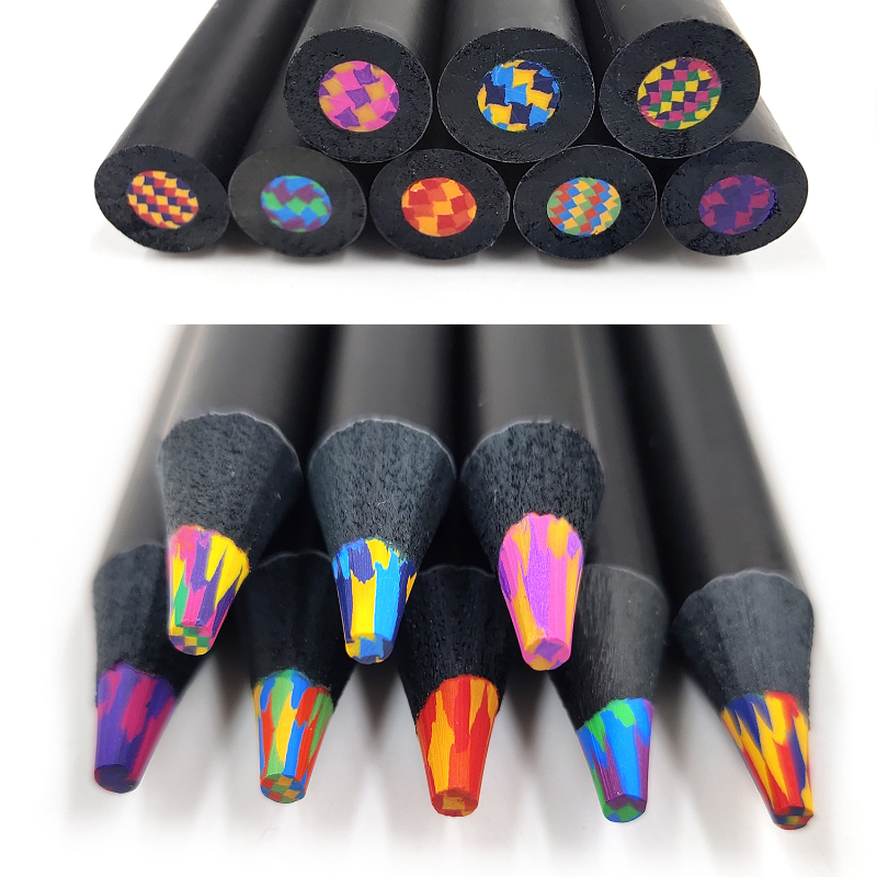 4 Stück Pastell 7 Farben Konzentrischer Farbverlauf Regenbogen Bleistift Buntstifte Buntstift Set billiges Kawaii Briefpapier Kunst Malerei Zeichnung