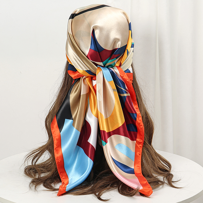 Seide Schal Satin Quadrat Schal Für Frauen Blume Halstuch Weibliche Neue Stirnband Haar Bands Drucken Foulard Hijab Wraps Bandana 2024