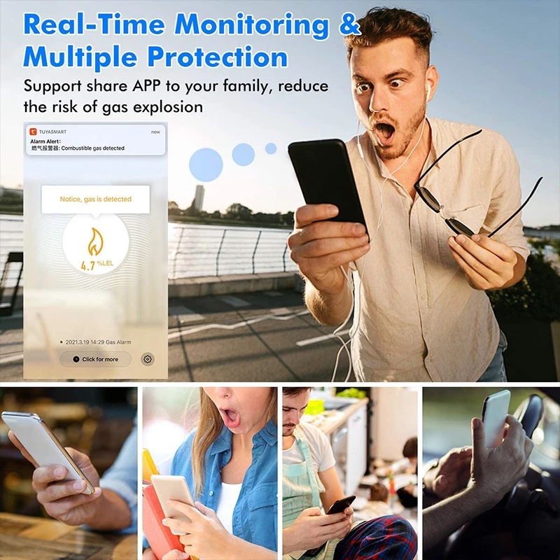 Intelligente WiFi Erdgas-Sensor Haushalt Brennbaren Gas-Alarm Detektor Gas-Leckage-Sensor Mit LCD Display Tuya Smart Leben