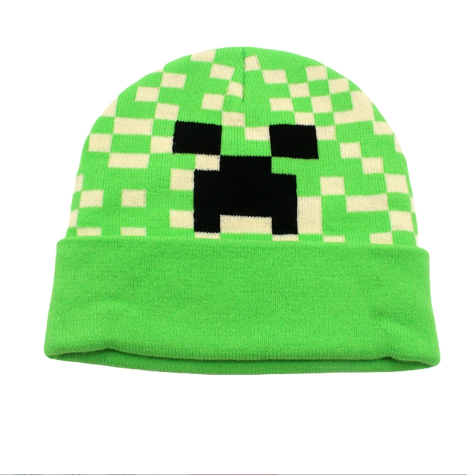 Minecraft クリーパー大人子供帽子アニメキャラクタースタイル刺繍ニット秋/冬暖かい防寒パーカー誕生日ギフト
