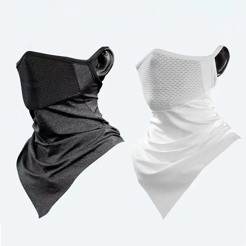 Máscara de verano para hombre, pañuelo de cara completa para bicicleta, Bandana de ciclismo, máscara de protección UV, bufanda transpirable de seda helada para colgar en la oreja al aire libre