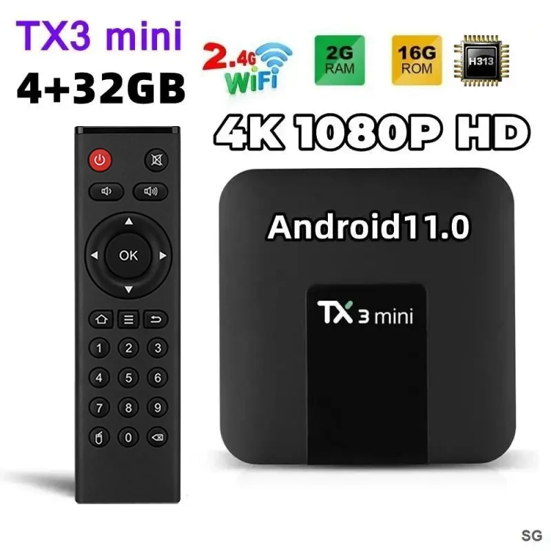 Original Tanix TX3 mini Android 11.0 Allwinner H313 2G 16G 2,4G WiFi 4K TX3 TV Box Smart H. 265 1G 8G TX6 TV-BOX
