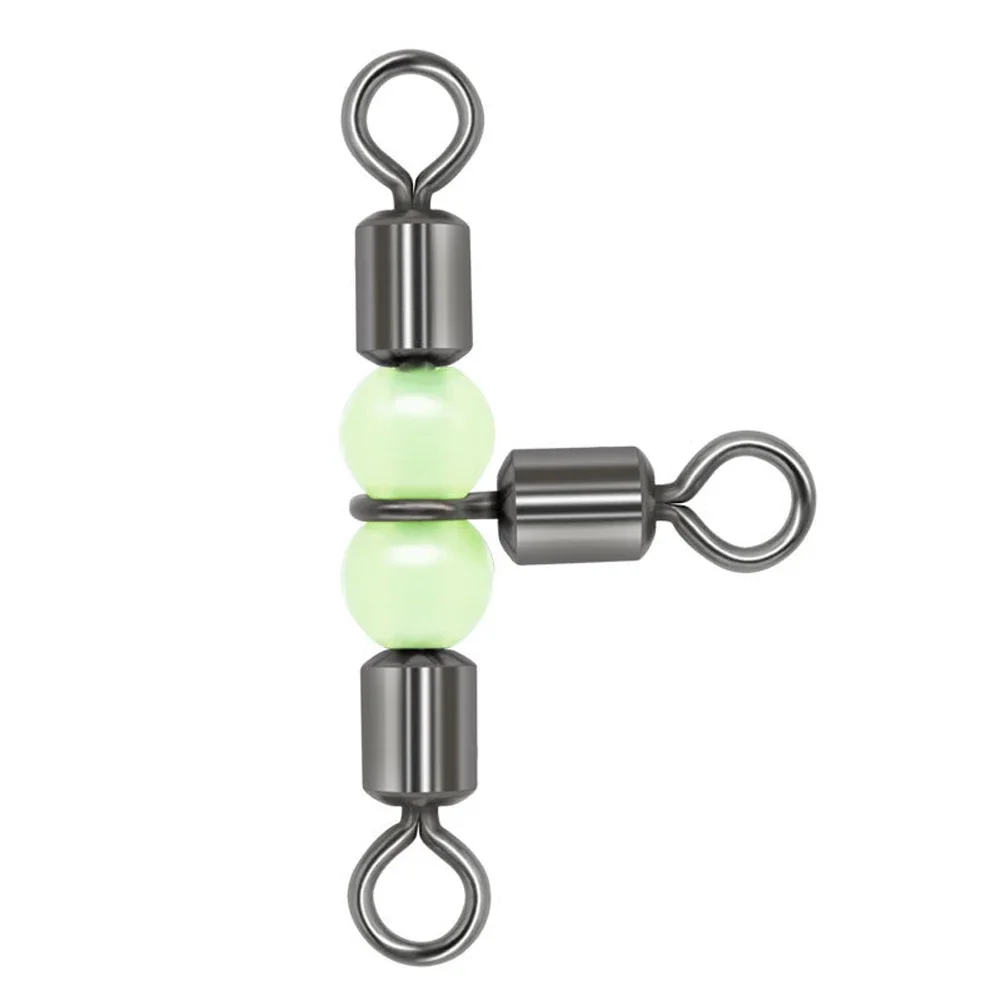 DNDYUJU 10 pz 3 Vie Rolling Cross Line Girevoli Da Pesca Con Perline Luminose Pesca Tee Ganci Linea per Accessori Per la Pesca Affrontare