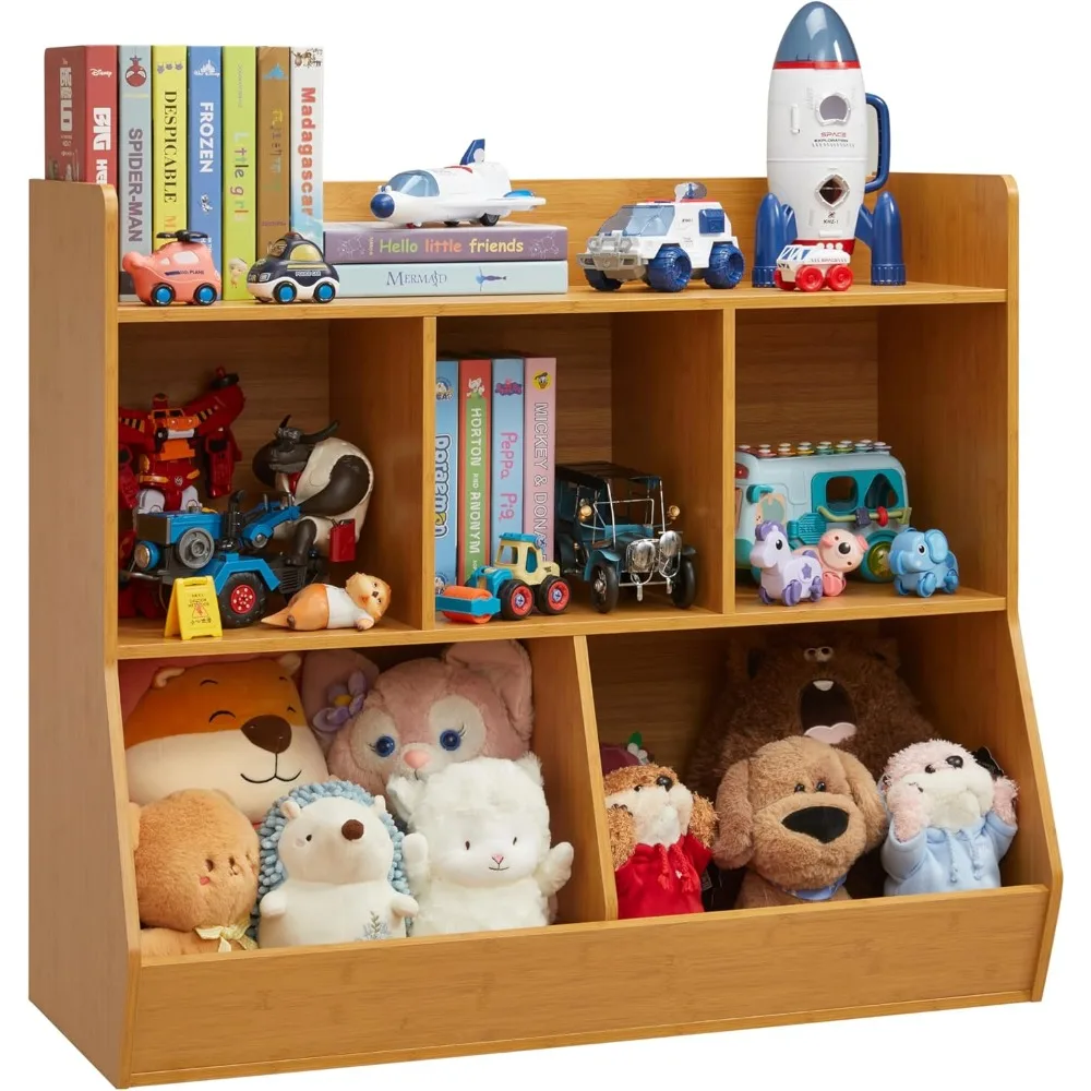 Toy Storage Organizer with Bookshelf, 5-Cubby Children's Toy Shelf, Toy Storage Cabinet, Suitable for Children's Room, Playroom,
