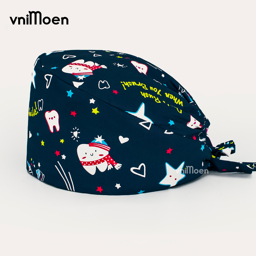 Sombrero de enfermera de dibujos animados para mascotas, Gorro para cirujano de Hospital, Gorro de dentista, Gorro exfoliante de belleza, Gorro quirúrgico médico de algodón para mujer, Gorro de enfermera