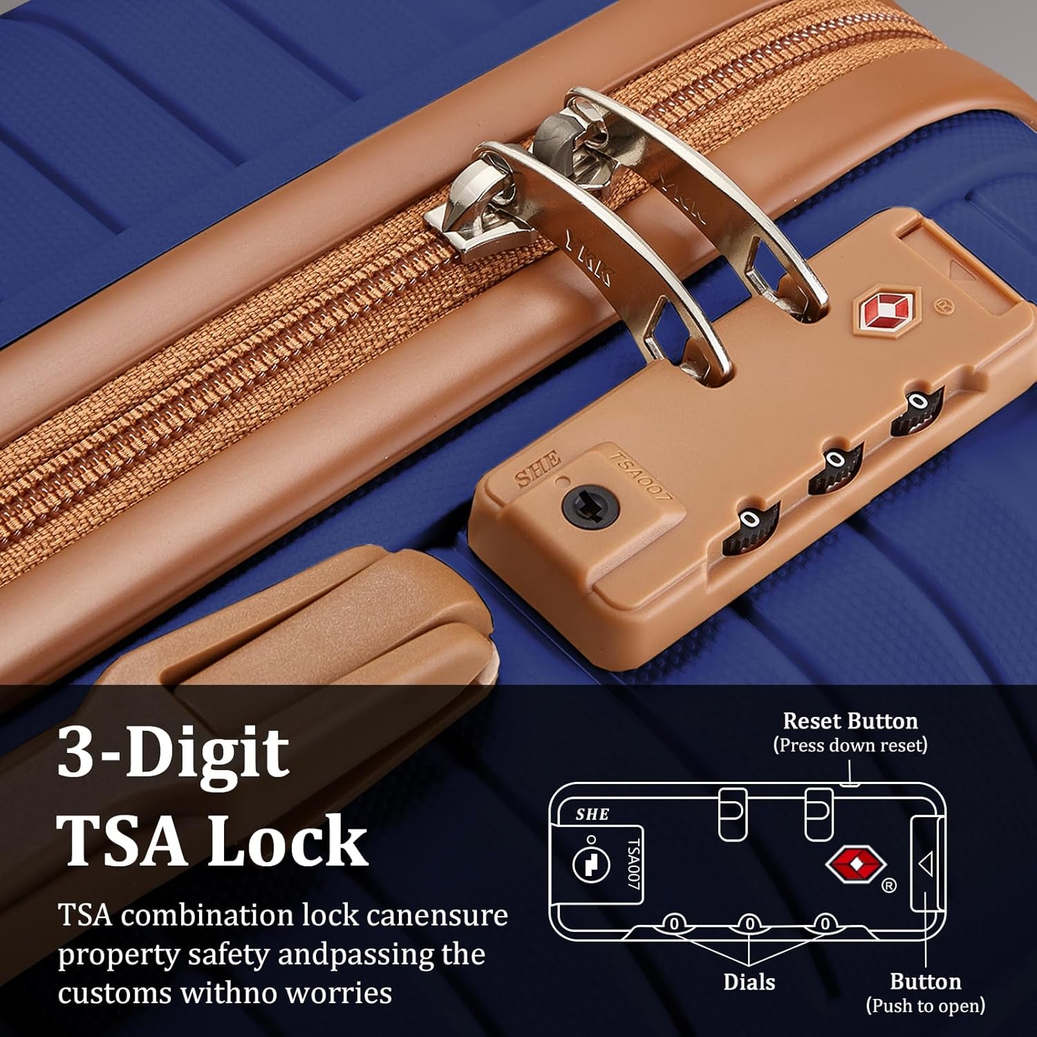 Conjunto de bagagem de viagem Joyway de 6 peças, mala resistente e durável com bolsa de lona expansível à prova d'água e bolsa de higiene pessoal, trava TSA