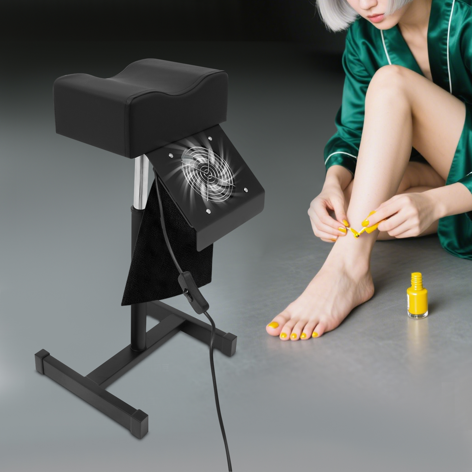 Einstellbare Maniküre-Station mit Staubsammler, 18,9–26,7 Zoll Höhenbereich, 22 Pfund Kapazität, integrierter Ventilator, perfekt für Nagelstudios