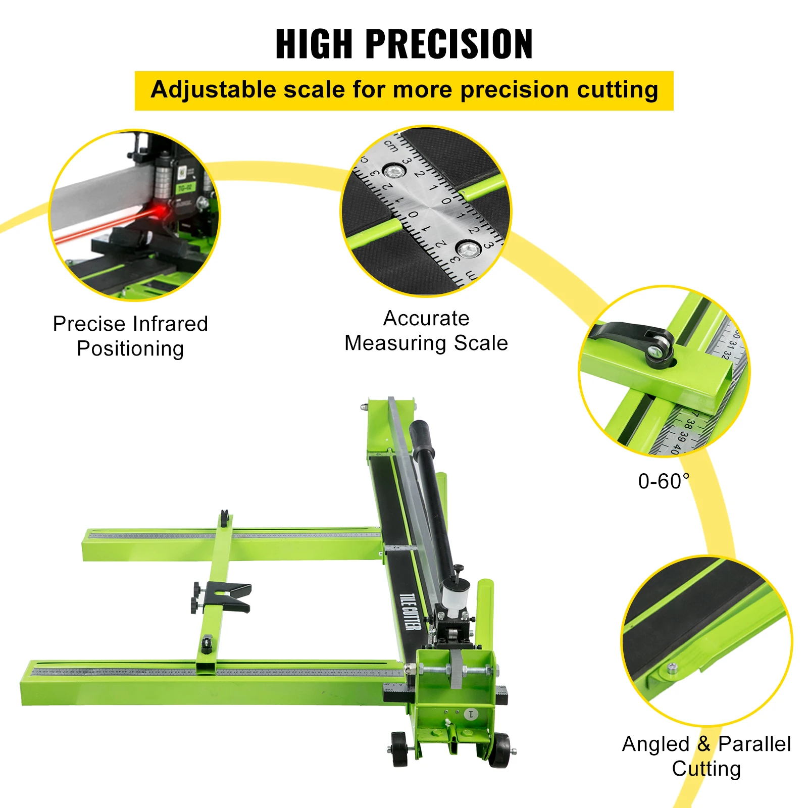 VEVOR Tagliapiastrelle manuale Posizionamento laser a infrarossi Taglierina da pavimento Coltello a spinta Utensile manuale professionale per il taglio di ceramica porcellanata