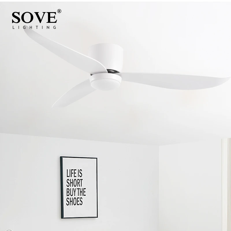 SOVE Modern Led Ceiling Fan Kitchen Living Room Dining Room Household High Air Volume Remote Control Pendant Light