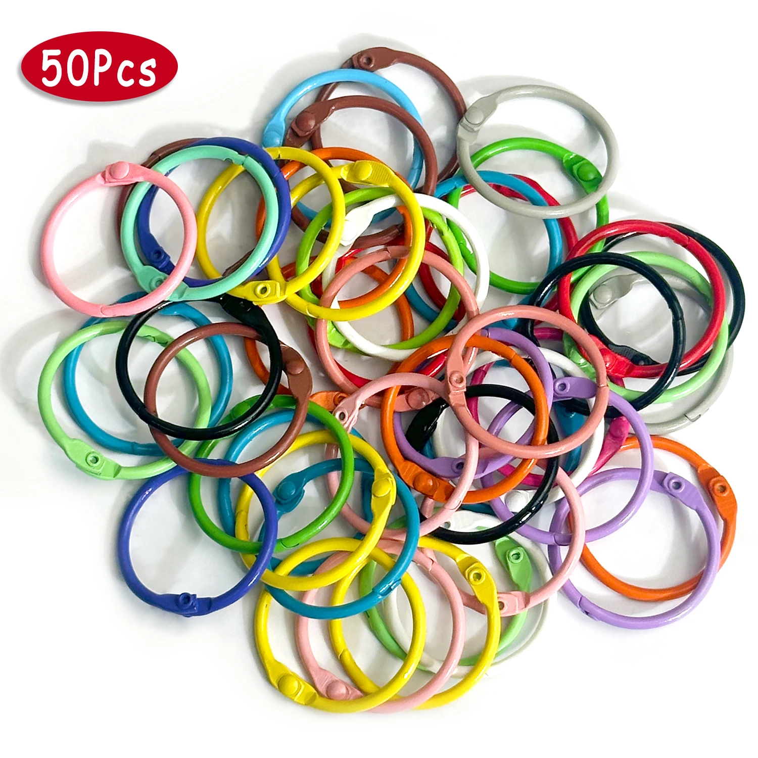 50 pezzi raccoglitore a colori anelli in metallo per schede indice anelli per libri anelli per flashcard portachiavi raccoglitore a fogli mobili per ufficio scolastico