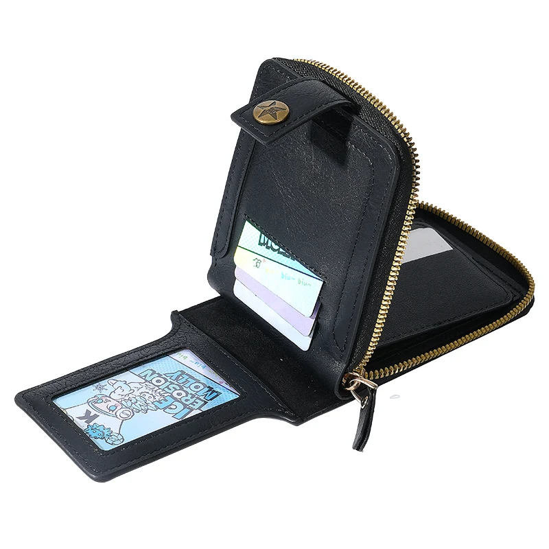 Cross-border new 2025 retro men's short wallet horizontal zipper multifunctional card buckle coin purse