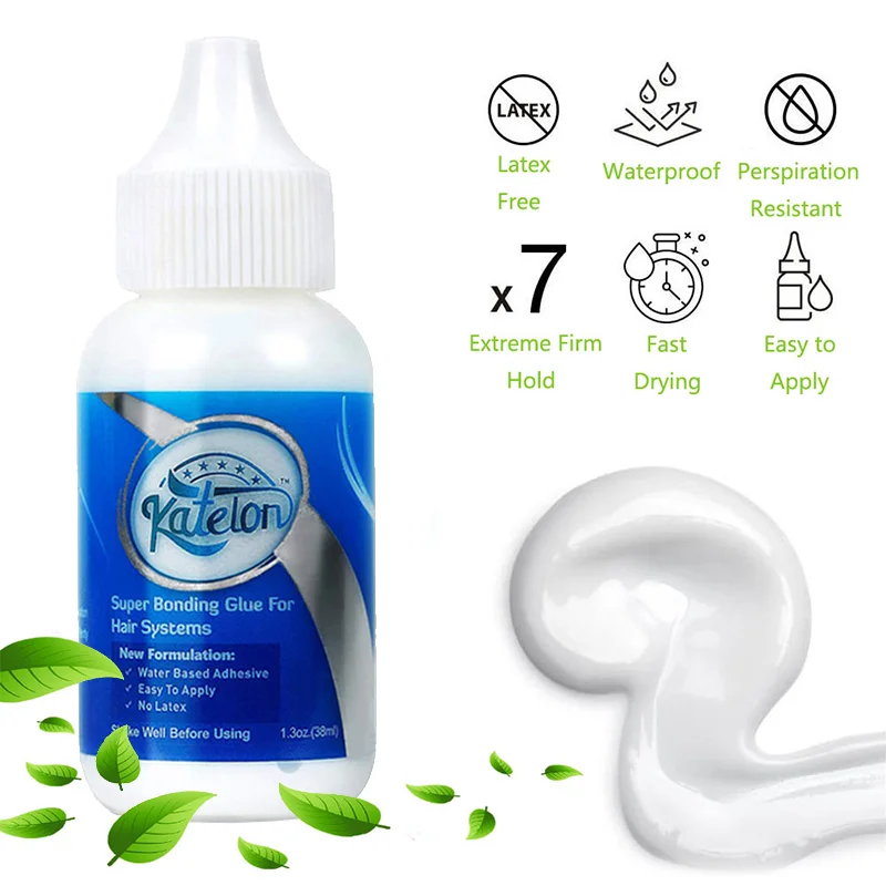 Cola para peruca adesivos à prova d'água Katelon cola invisível para extensão de cabelo + removedor para peruca 30ml