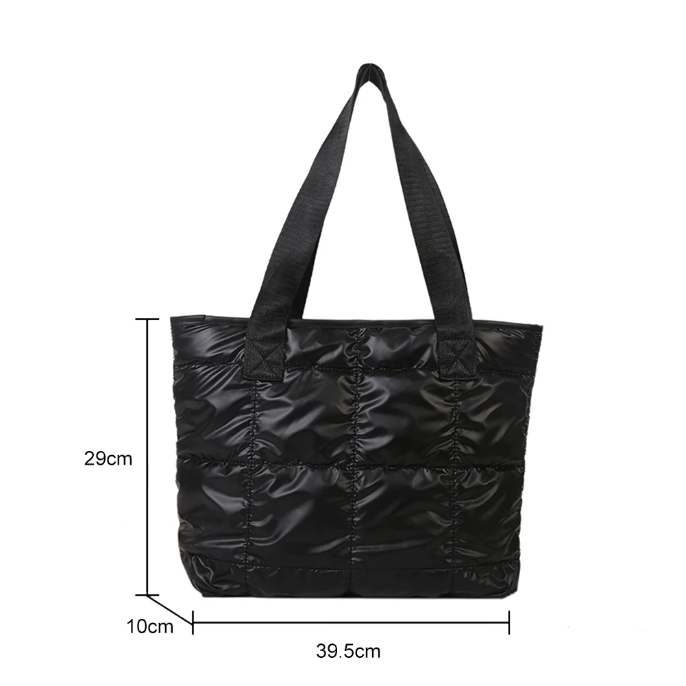 Bolsos de mano a la moda para mujer, bolso de compras acolchado de algodón de gran capacidad, bolso portátil con rombos, acolchado, sólido para viajes de ocio