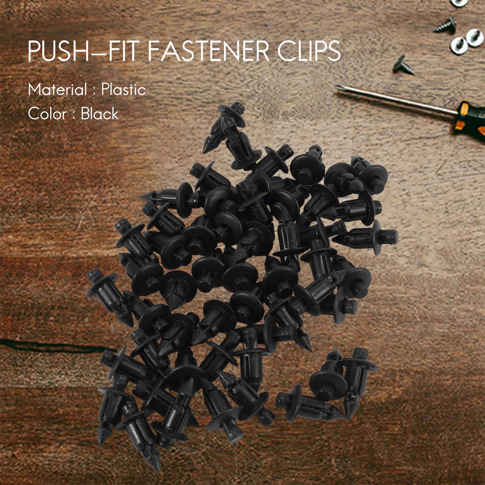 プラスチック製自転車フェアリング,トリムパネル,ブラッククリップ,6mm,ホンダ,ヤマハ,50個