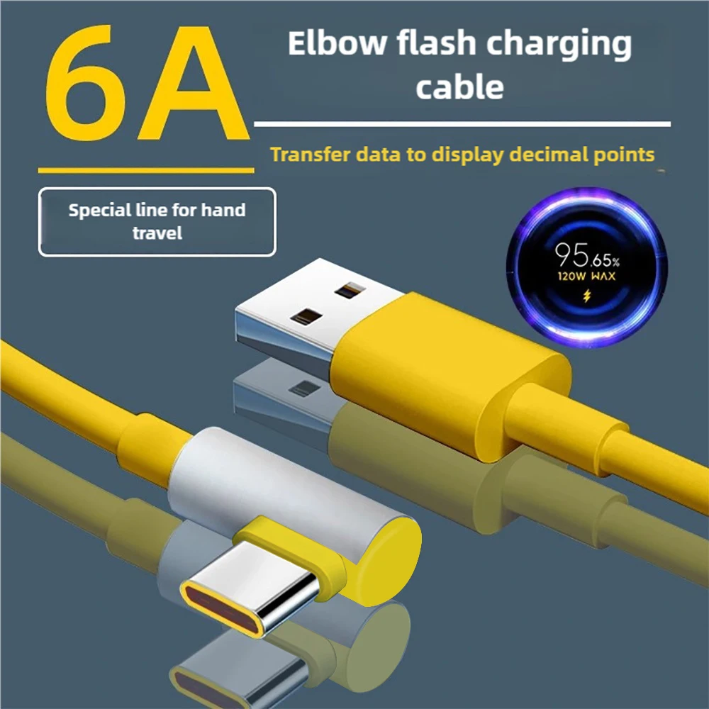 67W USB Charger Wall Fast Charging Charger EU US Plug Adapter 120W USB Type C Elbow Data Cable USB Quick Charge 3.0 Charge Plug