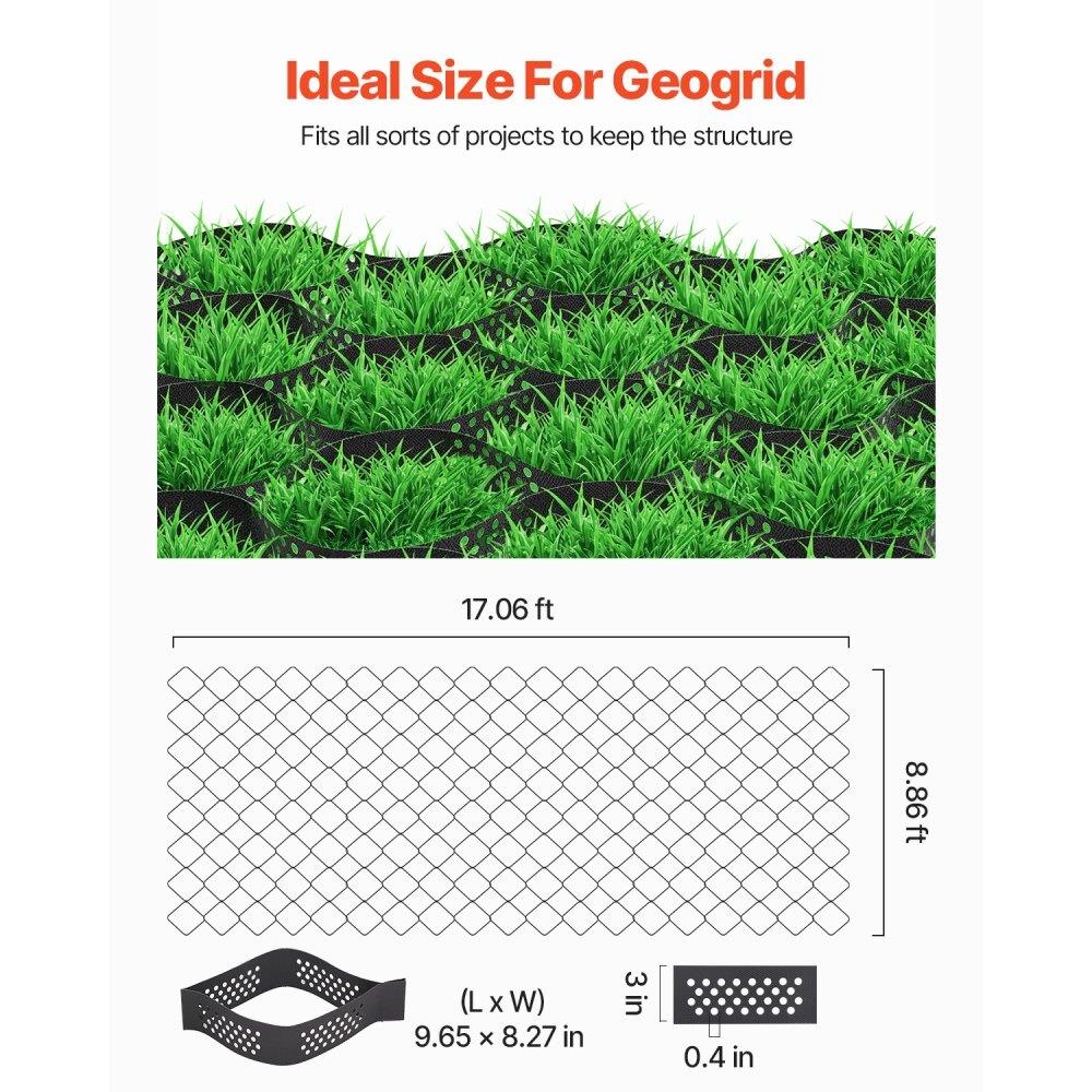 3 Inch Deep Geocell Ground Grid 17.06x8.86FT for gravel Driveway Landscaping Soil Stabilization
