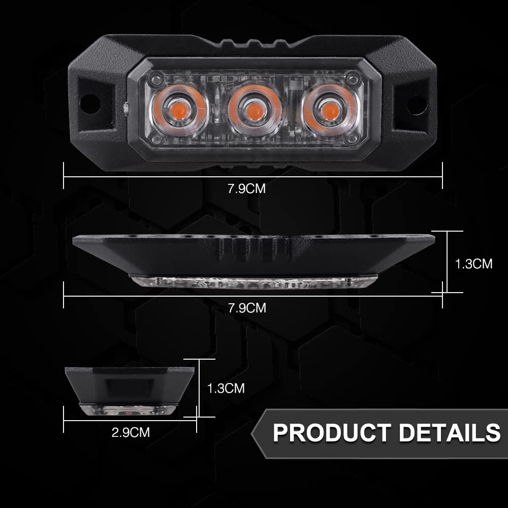 Rejilla de advertencia estroboscópica 3LED, luces intermitentes de emergencia, remolque Universal, camión, policía, estroboscópico, lámpara de señal de seguridad para coche, 12-24V, 1 Uds.
