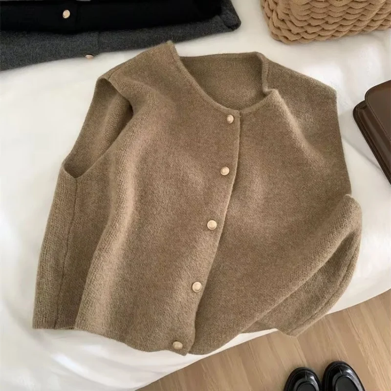 C.ใหม่Sฤดูใบไม้ร่วงใหม่ผู้หญิงเสื้อสเวตเตอร์ถักเกาหลีElegantถักแขนกุดหญิงสบายๆเสื้อกันหนาวSlimแฟชั่นสุภาพสตรีเสื้อลําลอง