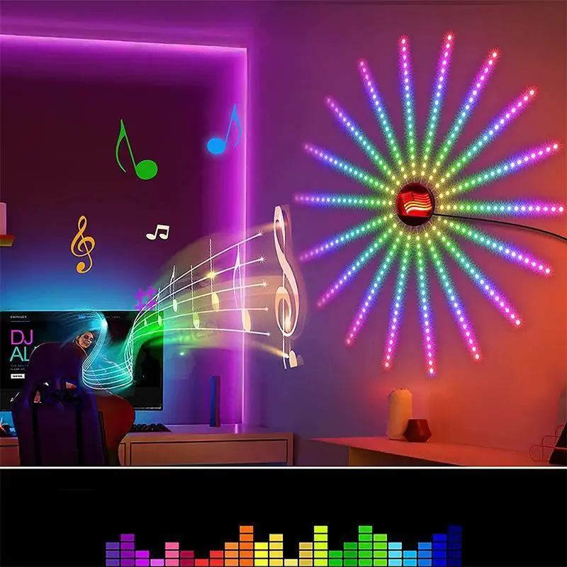 花火LEDストリップライト,音楽制御,スモーフォニー,rgb,夢,meteorランプ,完全キット,結婚式,クリスマス