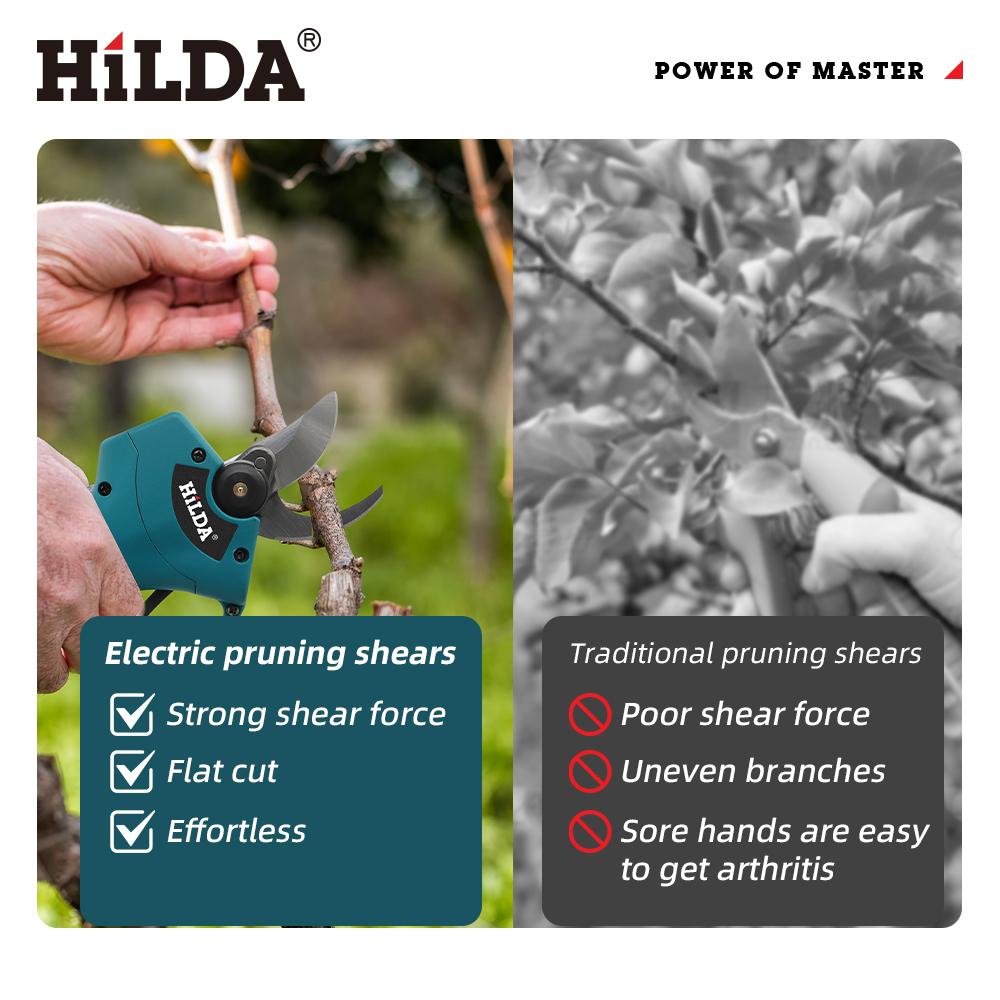 HILDA Cesoie elettriche da potatura senza spazzole Potatore da 500 W Forbici elettriche da giardino a batteria Taglierina per alberi da frutto per Makita 18 V Batteria
