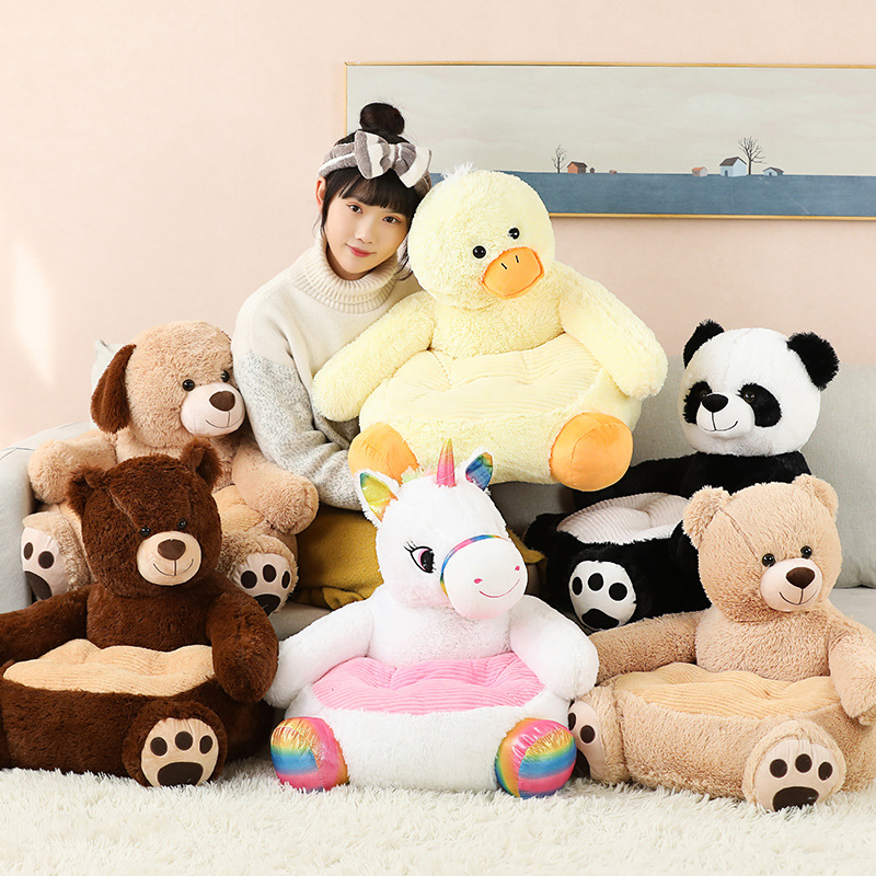 Sofá Capa Cartoon Children Plush Seat Sofá Confortável Animal Panda Cadeira Portátil Do Bebê Sofá Presente Crianças Sem Interior