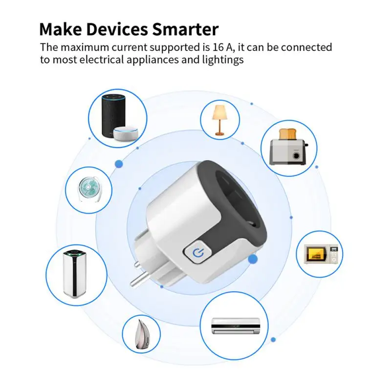Xiaomi-enchufe inteligente Wifi con temporizador, adaptador europeo, salida Tuya 16A 20A, Monitor de potencia, funciona con el asistente de Google Home Alexa