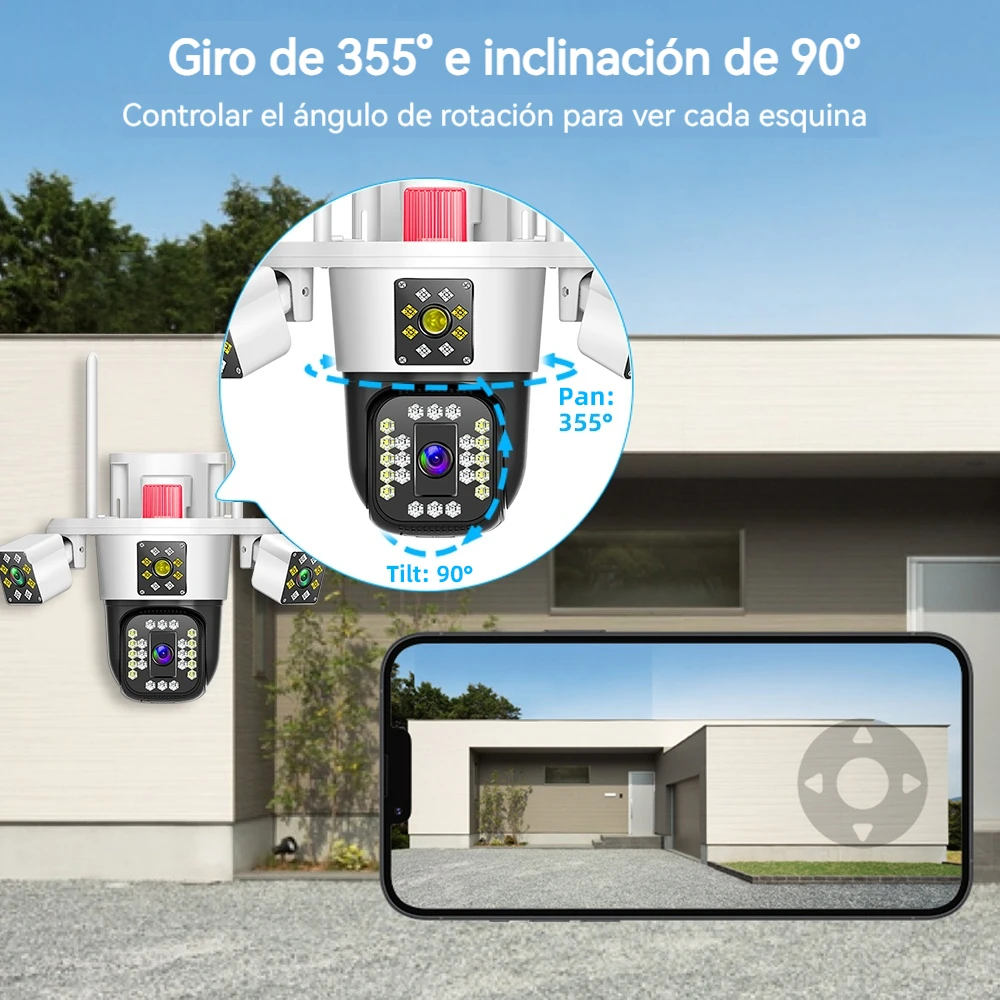 Linook 12MP 6K 3 lentes WiFi cámara de vigilancia CCTV cámara WiFi al aire libre cámara IP, protección de seguridad PTZ