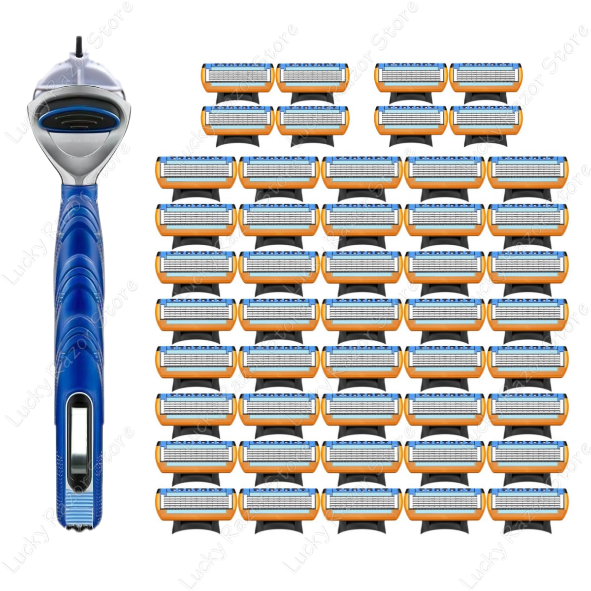 Fusion series Stainless steel manual shaver, 5-layer razor blade reusable, retro wet scratch resistant hair removal blade