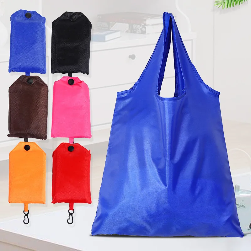Portable Reusable Shopping Bag Oxford Washed Solid Color Grocery Purse Foldable Waterproof Ripstop Shoulder Handbag Supermarket