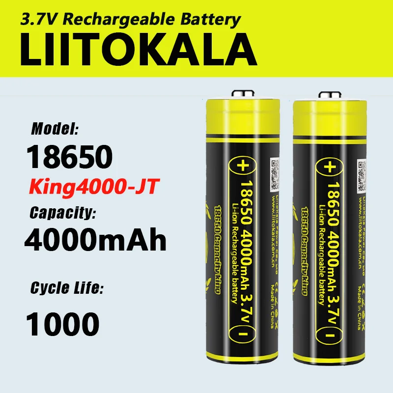 1-20 шт. LiitoKala Lii-King4000 аккумулятор высокой емкости 18650 4000 мАч, оригинальные аккумуляторы 3,6 В для фонарика
