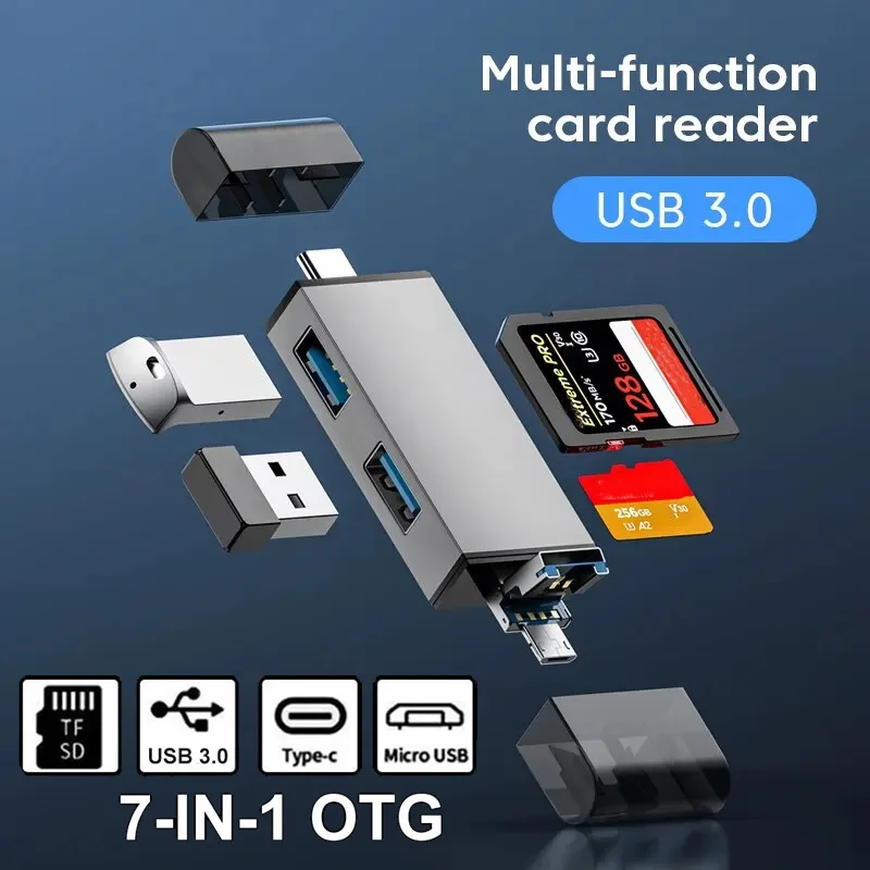 Устройство чтения карт SD/TF 7 в 1OTG, USB 3,0, Micro USB, 5 Гбит/с,7 in 1OTG Type C SD TF Card Reader