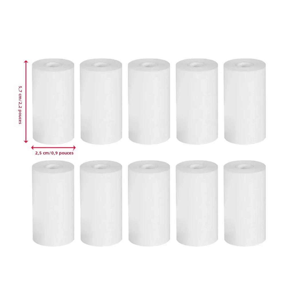 10 rouleaux 57x25 MM papier thermique blanc enfants caméra impression instantanée enfants caméra impression papier accessoires de remplacement pièces