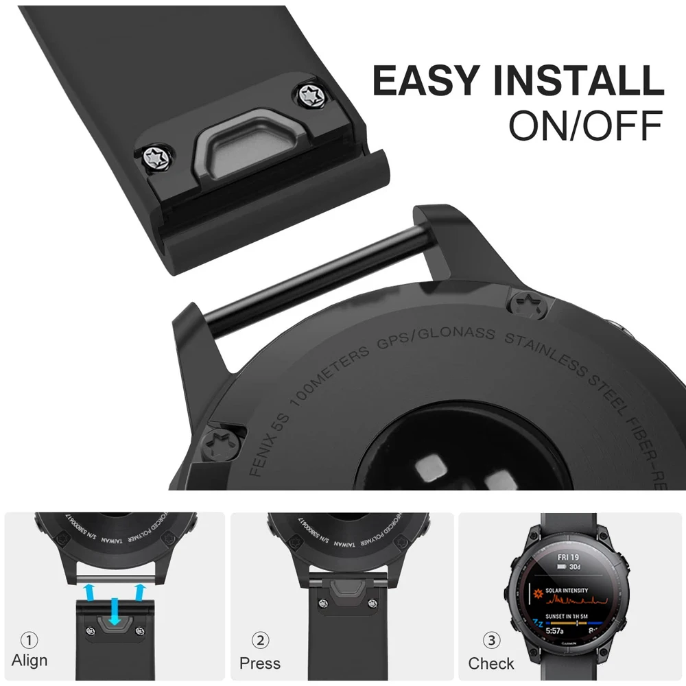 QuickFit 26 ミリメートル 22 ミリメートル時計ストラップガーミンフェニックス 7X 7 プロサファイアソーラーシリコーン時計バンドフェニックス 8 E 6X 6 プロ 5X 5 プラスブレスレット