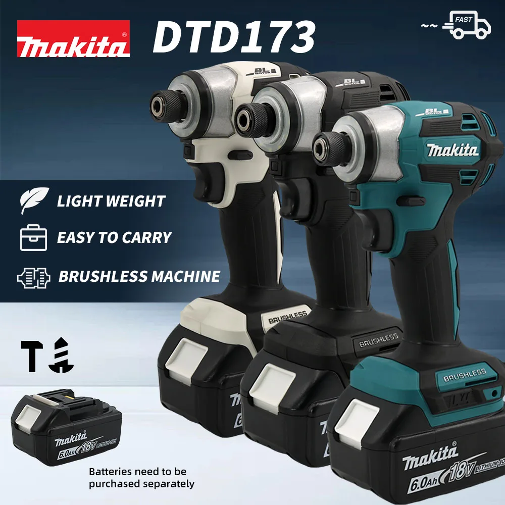 ใหม่ Makita DTD173 18V ไดร์เวอร์กระแทกไร้สาย 180 N.M สว่านไขควงไฟฟ้าแบบไม่มีแปรง LED Light Multi-Function ในครัวเรือน To