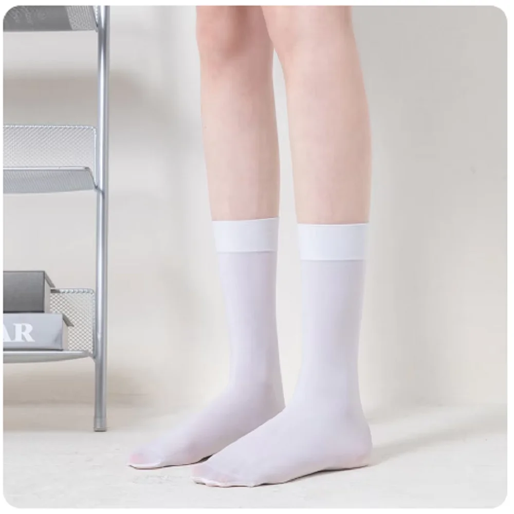 子供用ホワイトロングチューブソックス,膝丈スタッキングソックス,超薄型フック,ミディアムダンスソックス,無地