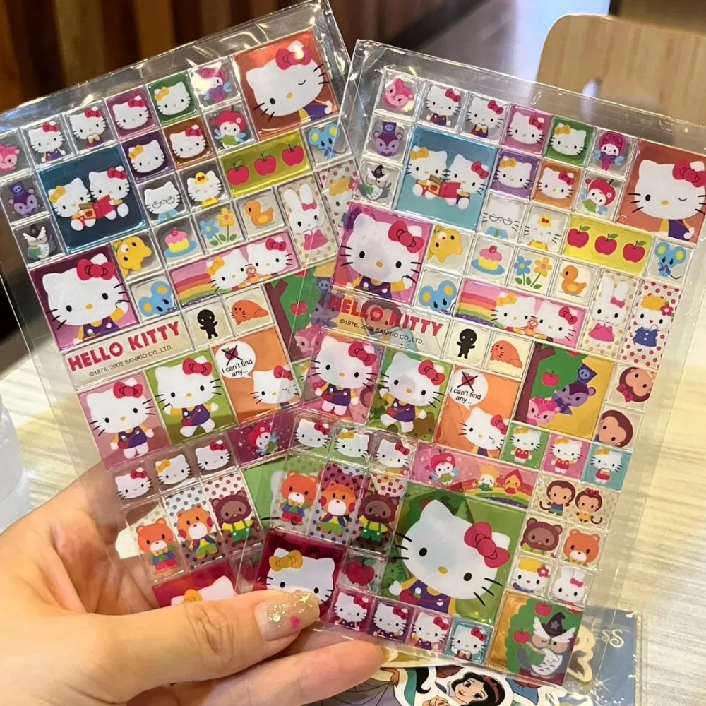 1 unidad de pegatinas de goma suave de Hello Kitty de dibujos animados Kawaii, pegatinas hechas a mano DIY, funda de teléfono para niñas, pegatinas decorativas para tazas de agua, regalos