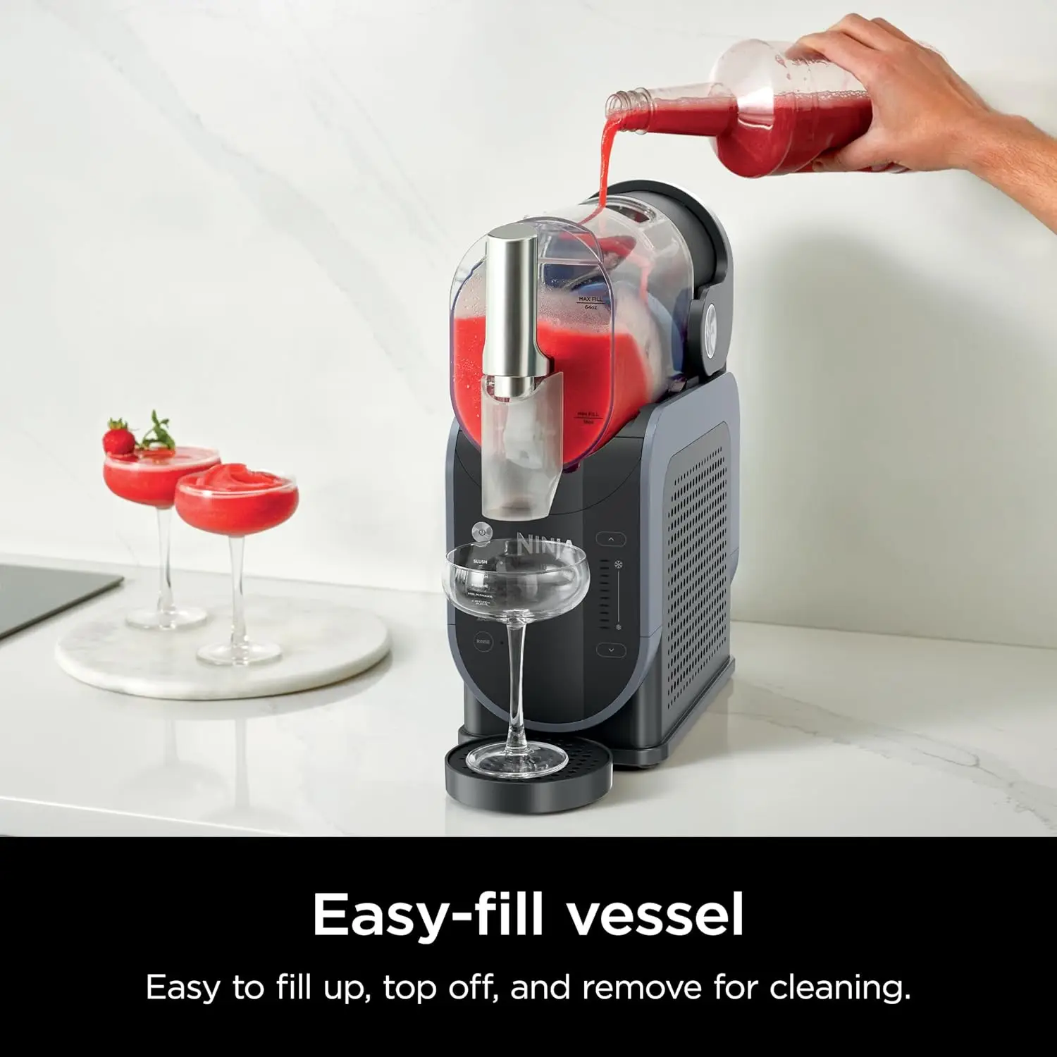 RapidChill Technology, 88 oz. Frozen Drink & Slushie Machine, 5 Preset Programs, Margaritas, Frappés, and More, Premium Accents