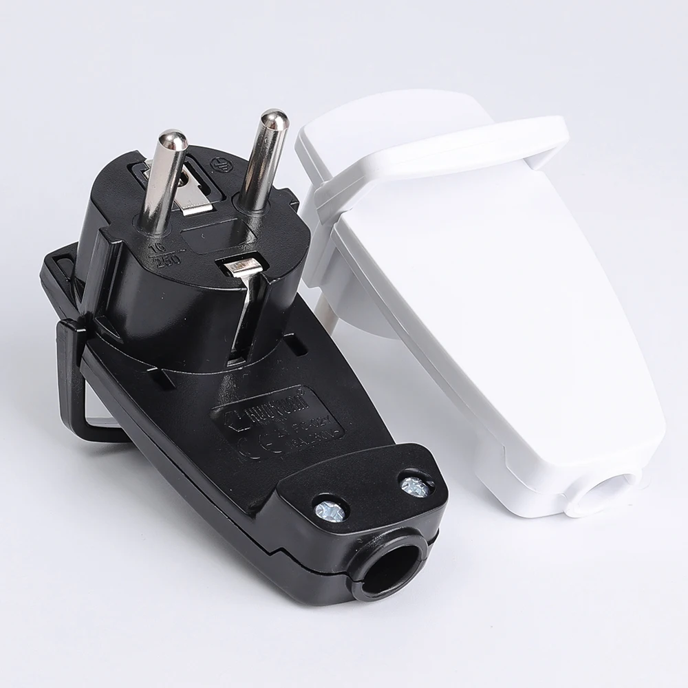Euro-Standard Deutscher selbstmontierter europäischer Netzkabelstecker mit Zugring, deutscher und französischer Universalstecker mit gebogenem, ultradünnem Stecker