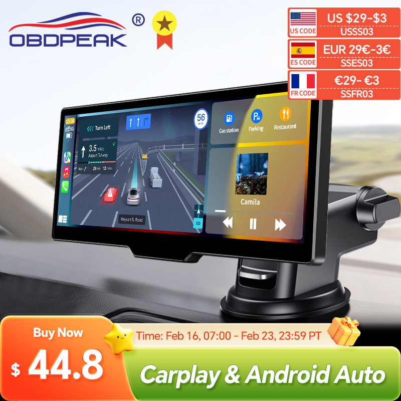 OBDPEAK T20 10.26" Dash Cam  Rearview Camera Carplay & Android Auto Smart Player  GPS Navigation Car DVR FM Mirror Monitor